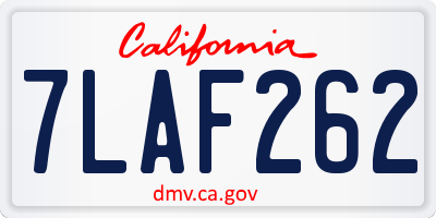 CA license plate 7LAF262