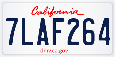 CA license plate 7LAF264
