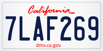 CA license plate 7LAF269