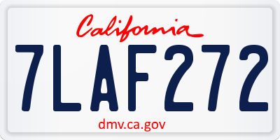 CA license plate 7LAF272
