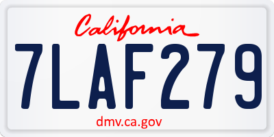 CA license plate 7LAF279