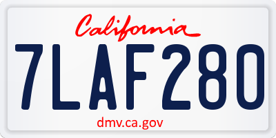 CA license plate 7LAF280