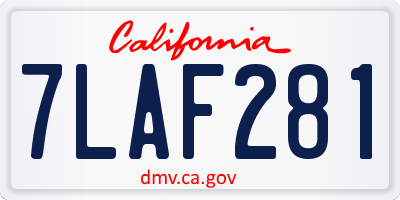 CA license plate 7LAF281