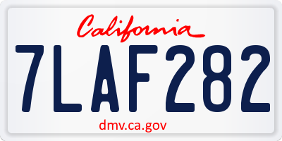 CA license plate 7LAF282