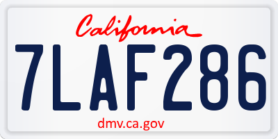 CA license plate 7LAF286