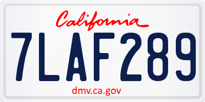 CA license plate 7LAF289