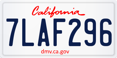 CA license plate 7LAF296