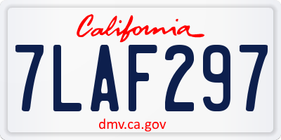 CA license plate 7LAF297