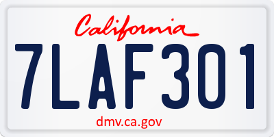 CA license plate 7LAF301