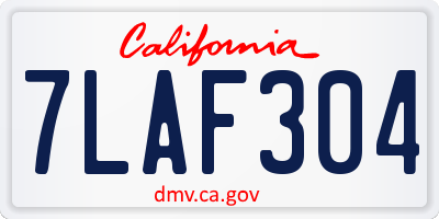 CA license plate 7LAF304
