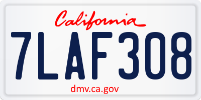 CA license plate 7LAF308