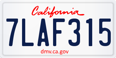 CA license plate 7LAF315