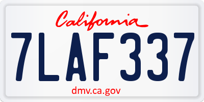 CA license plate 7LAF337