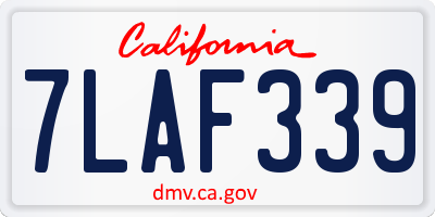 CA license plate 7LAF339