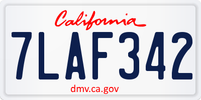 CA license plate 7LAF342