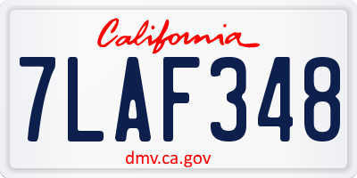CA license plate 7LAF348