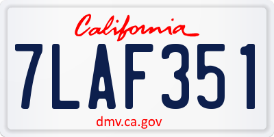 CA license plate 7LAF351