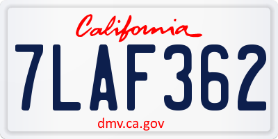 CA license plate 7LAF362