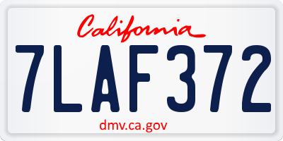 CA license plate 7LAF372
