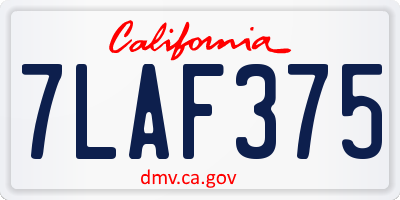 CA license plate 7LAF375