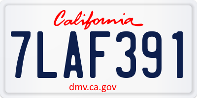 CA license plate 7LAF391