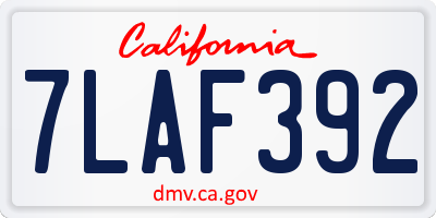 CA license plate 7LAF392