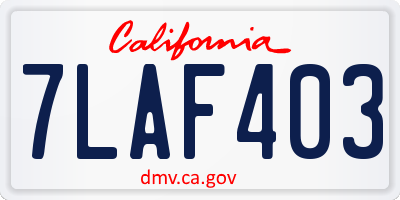 CA license plate 7LAF403