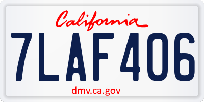 CA license plate 7LAF406