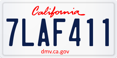 CA license plate 7LAF411