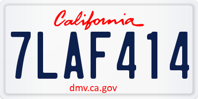 CA license plate 7LAF414