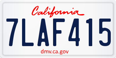 CA license plate 7LAF415