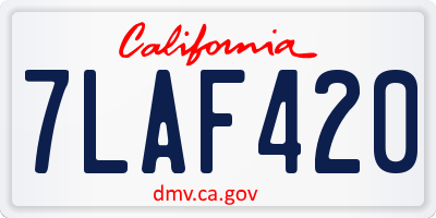 CA license plate 7LAF420