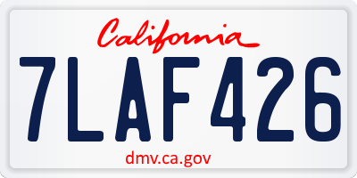 CA license plate 7LAF426