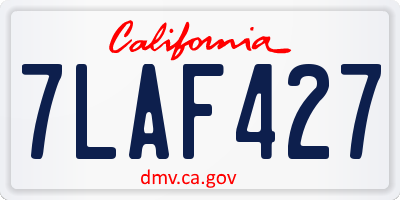 CA license plate 7LAF427