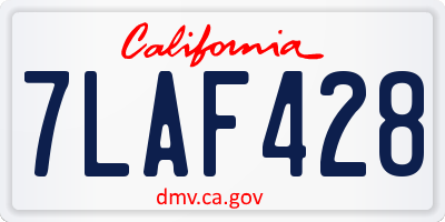 CA license plate 7LAF428