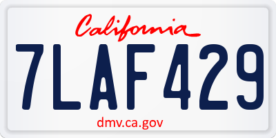 CA license plate 7LAF429