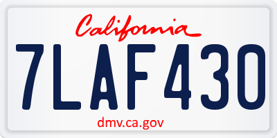 CA license plate 7LAF430