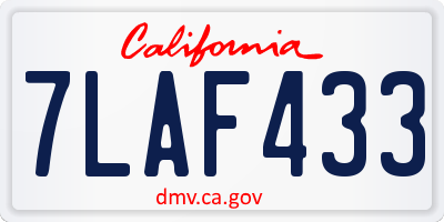 CA license plate 7LAF433