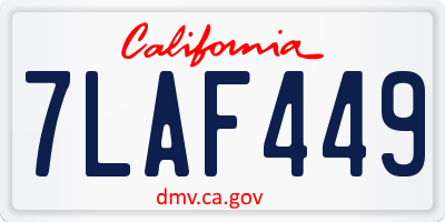 CA license plate 7LAF449