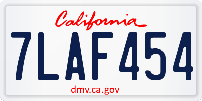 CA license plate 7LAF454