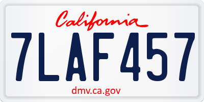CA license plate 7LAF457