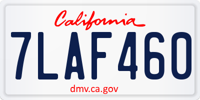 CA license plate 7LAF460