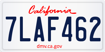 CA license plate 7LAF462