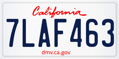 CA license plate 7LAF463