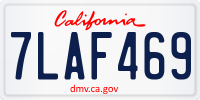 CA license plate 7LAF469