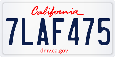 CA license plate 7LAF475