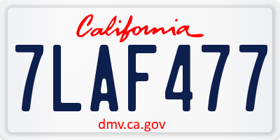 CA license plate 7LAF477