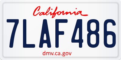 CA license plate 7LAF486