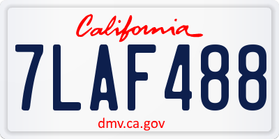 CA license plate 7LAF488