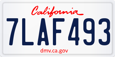 CA license plate 7LAF493